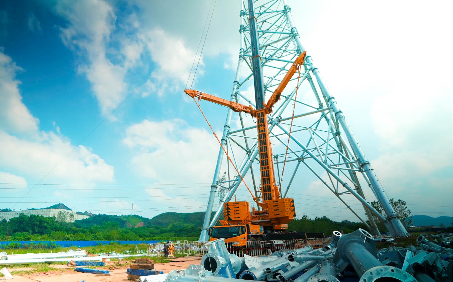 壹定发“百变金刚”XCA600L8助力湖北送变电工程项目